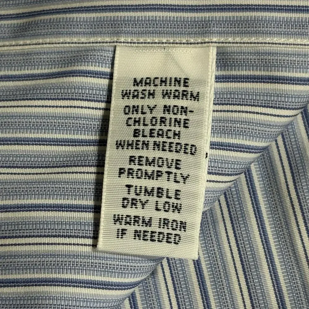 Polo Ralph Lauren Shirt Mens 17 43 Blue Stripe Douglas Classic Dress Button Down